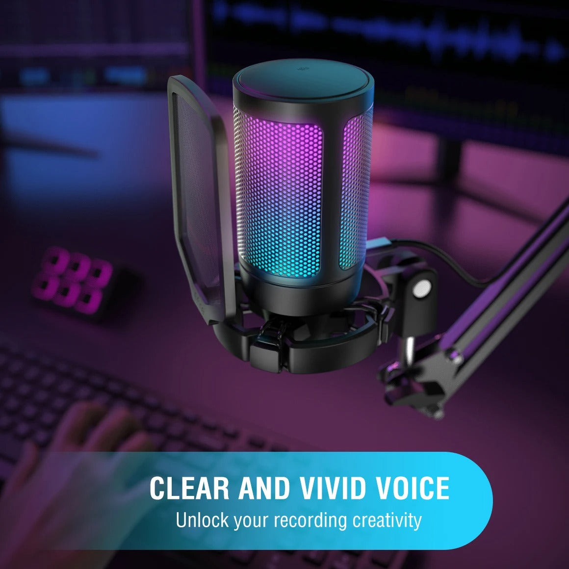 FIFINE Ampligame A6V USB Gaming Microphone with Pop Filter