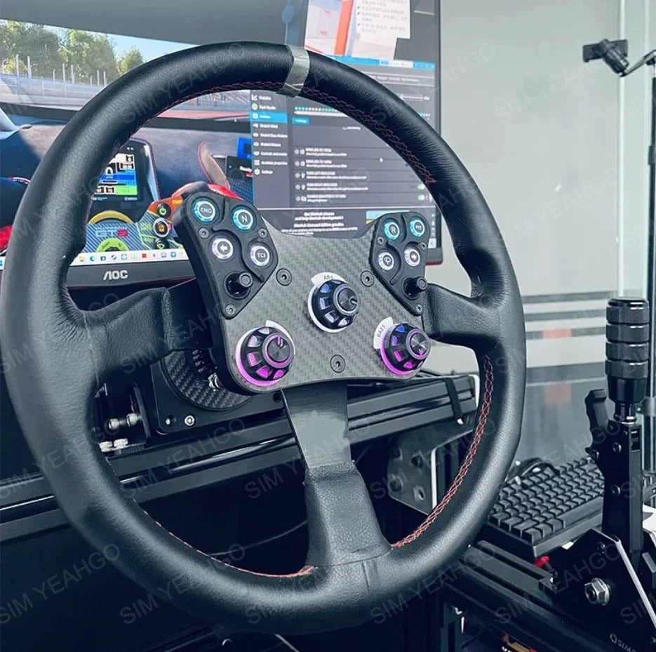 Sim Racing Rally Steering Wheel Hub with Button Box