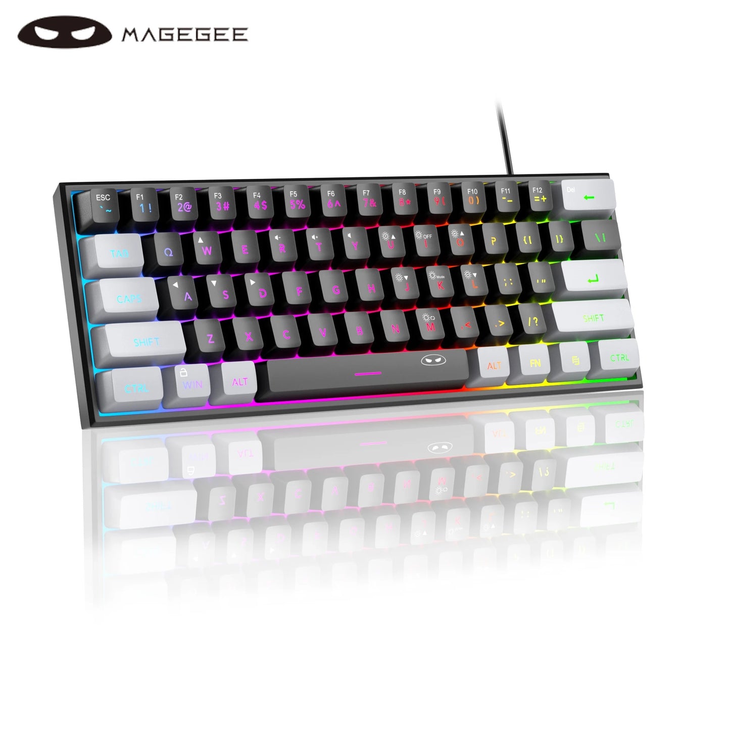 MageGee 60% Mini Gaming Keyboard, RGB Backlit 61-Key Compact