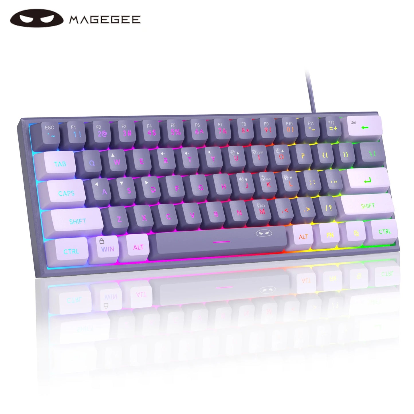 MageGee 60% Mini Gaming Keyboard, RGB Backlit 61-Key Compact