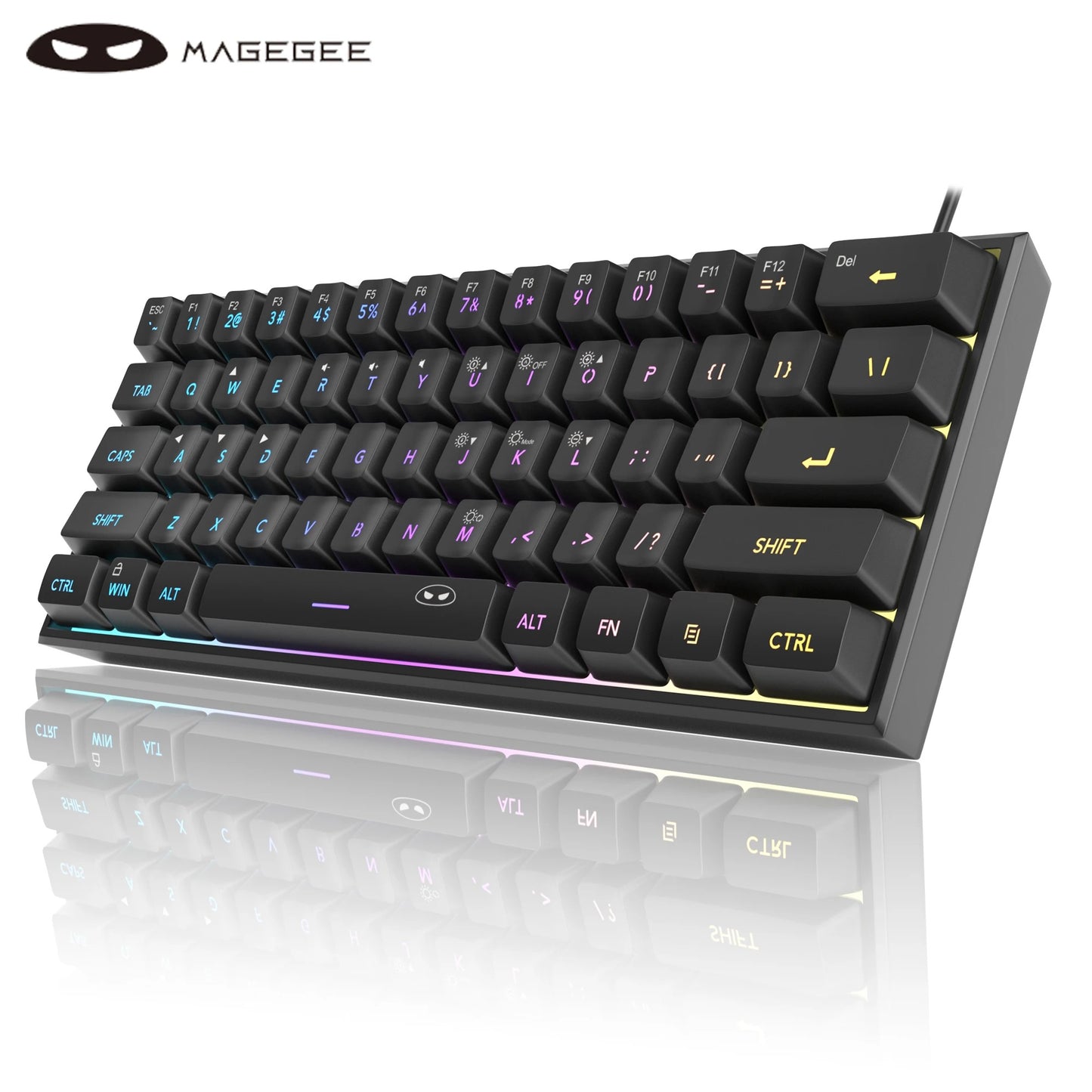 MageGee 60% Mini Gaming Keyboard, RGB Backlit 61-Key Compact