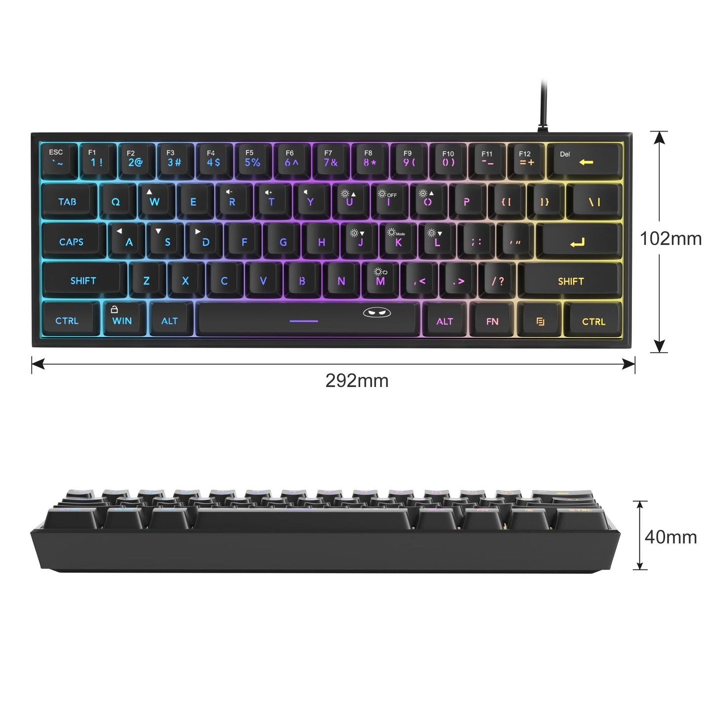 MageGee 60% Mini Gaming Keyboard, RGB Backlit 61-Key Compact